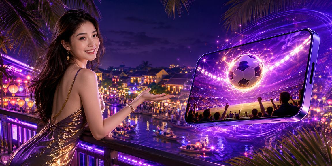 Người dùng tại Hội An trải nghiệm casino trực tuyến trên điện thoại dưới ánh đèn lồng
